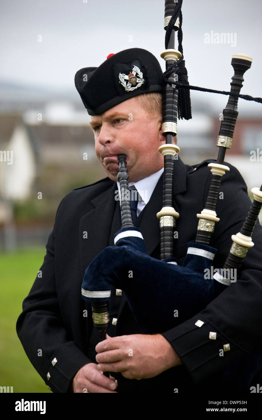 Piper at the Cowal Gathering. The Gathering is a traditional Highland Games held each year in Dunoon in Scotland Stock Photo