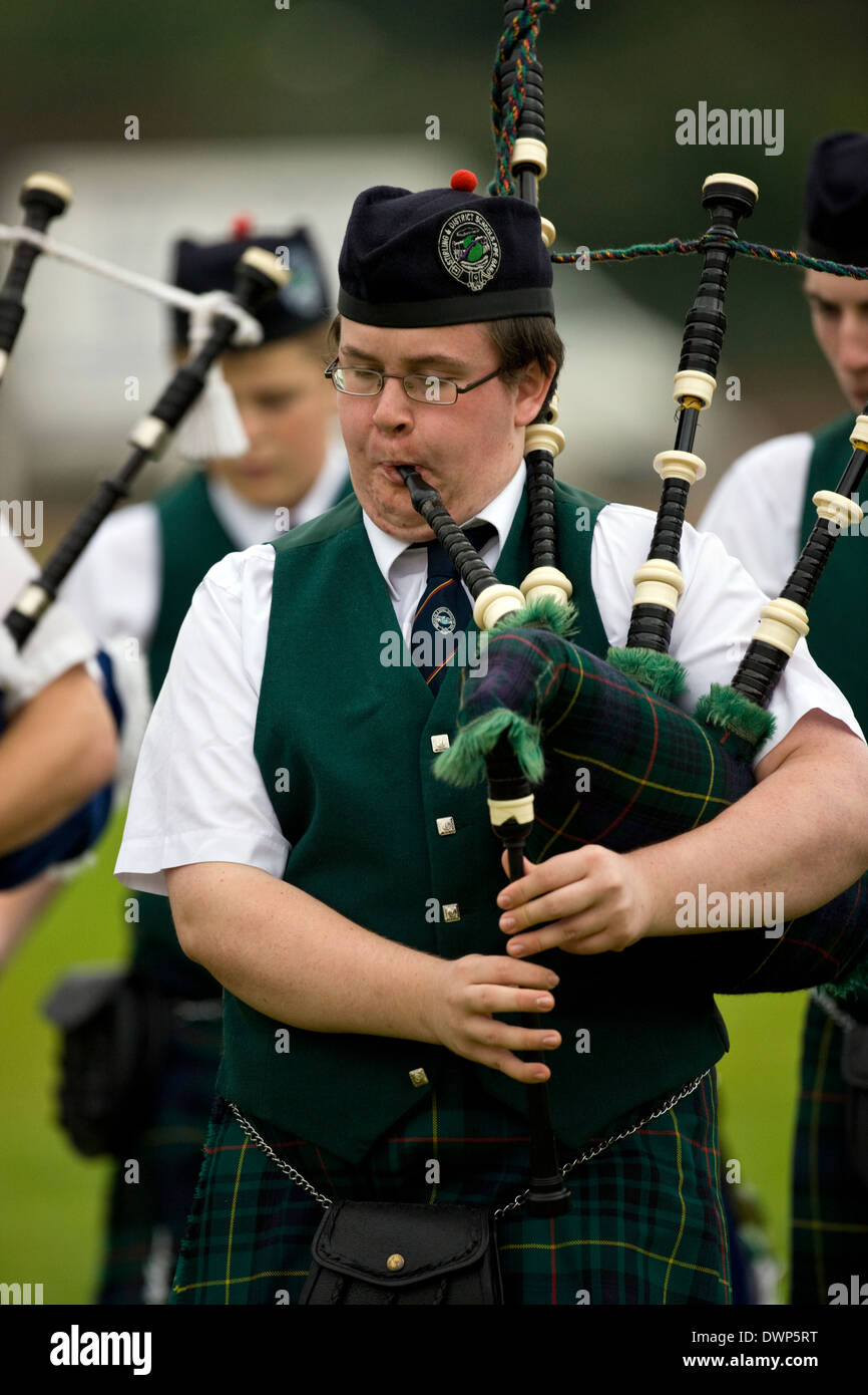 Pipers at the Cowal Gathering. The Gathering is a traditional Highland Games held each year in Dunoon in Scotland Stock Photo