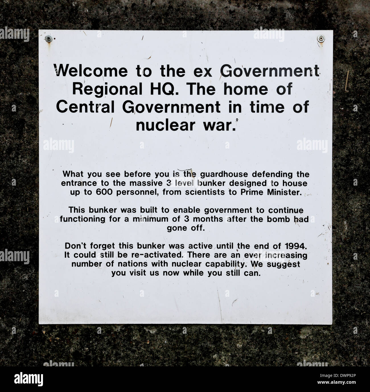 9359. Kelvedon Hatch, Secret Nuclear Bunker, Brentwood, Essex, England Stock Photo