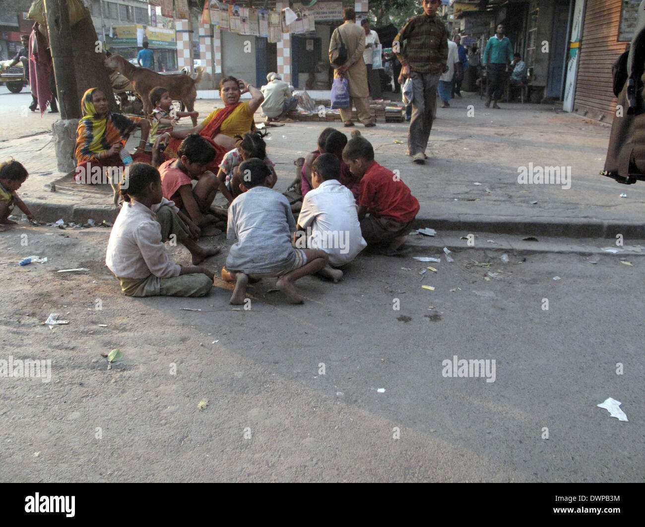 Streets of Kolkata. People live and work on the streets, January 29, 2009. Stock Photo