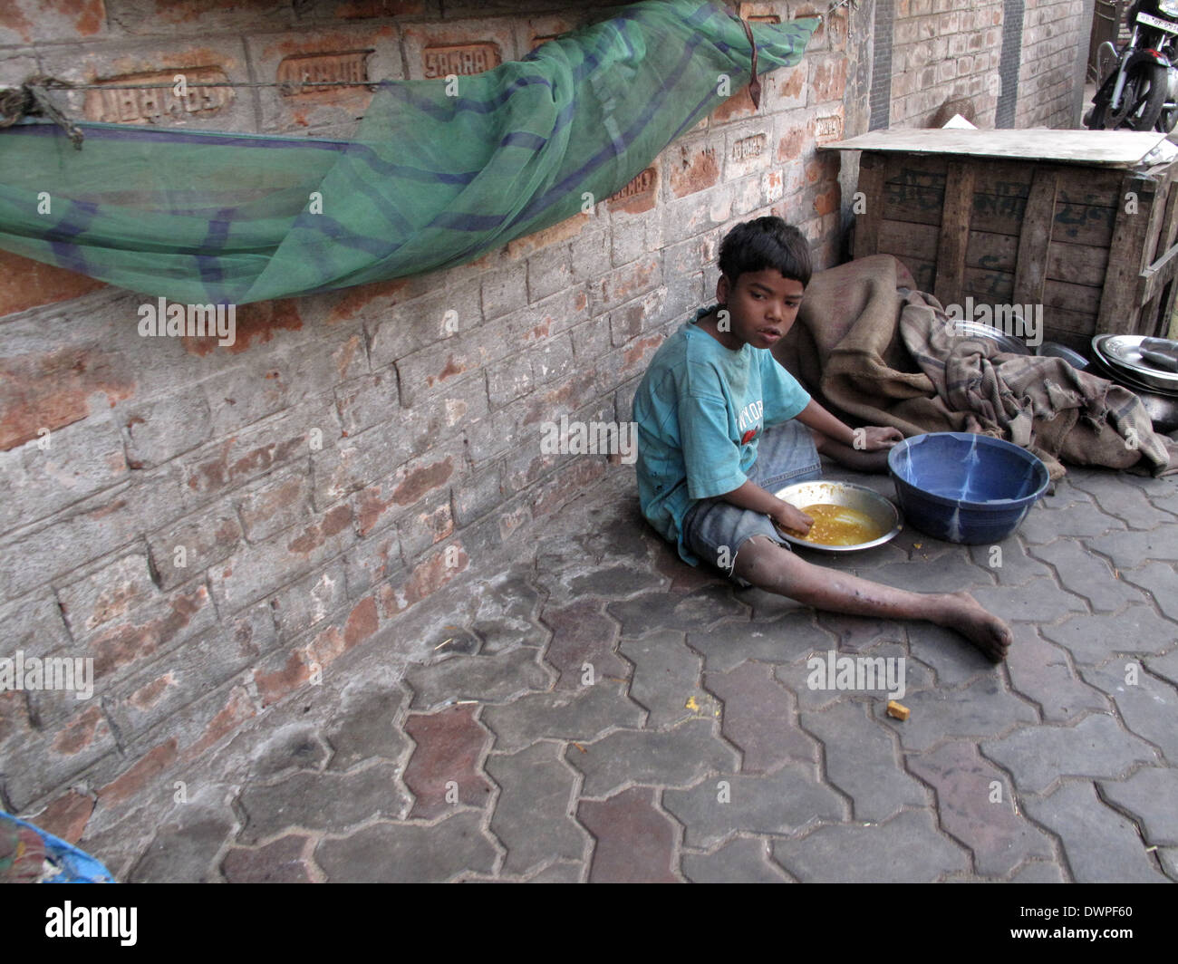 Streets of Kolkata. People live and work on the streets, January 30, 2009. Stock Photo