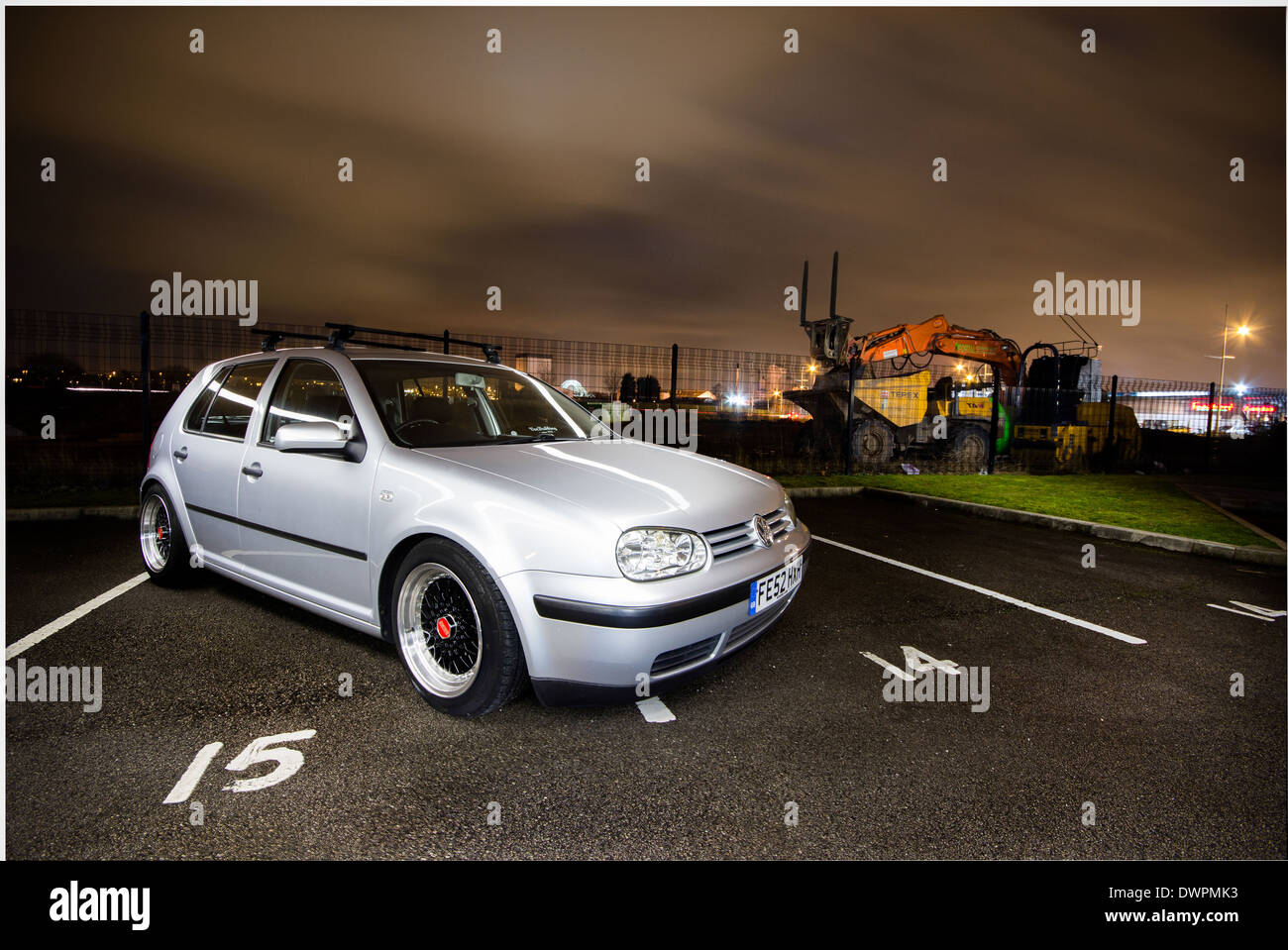 Volkswagen Golf  Lightpainting - Mk4 Stock Photo