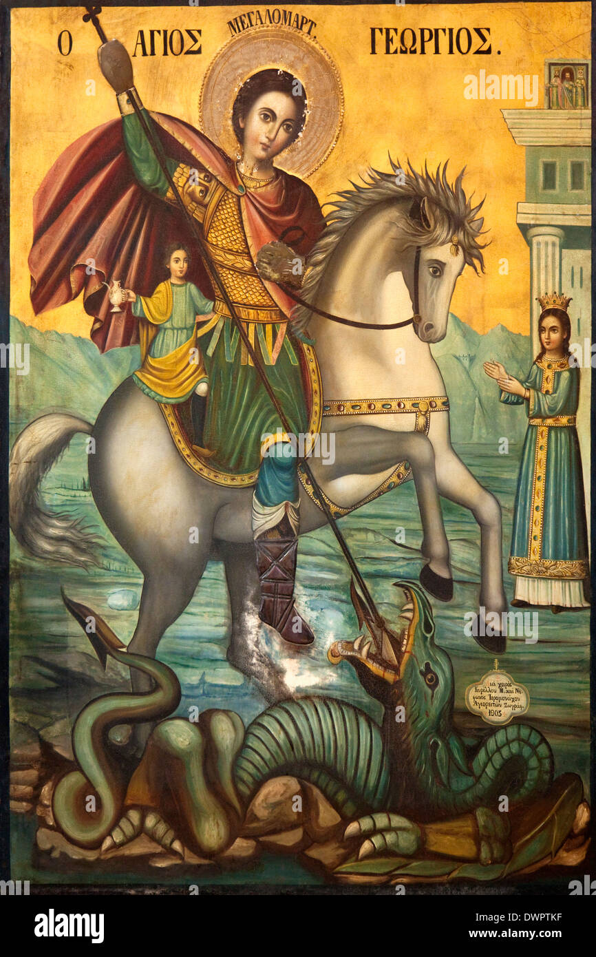Religious icon in St Barnabas Monastery - Turkish Cyprus Stock Photo