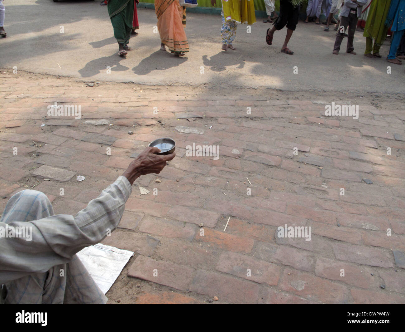 Streets of Kolkata. Thousands of beggars are the most disadvantaged castes living in the streets, February 02, 2009. Stock Photo