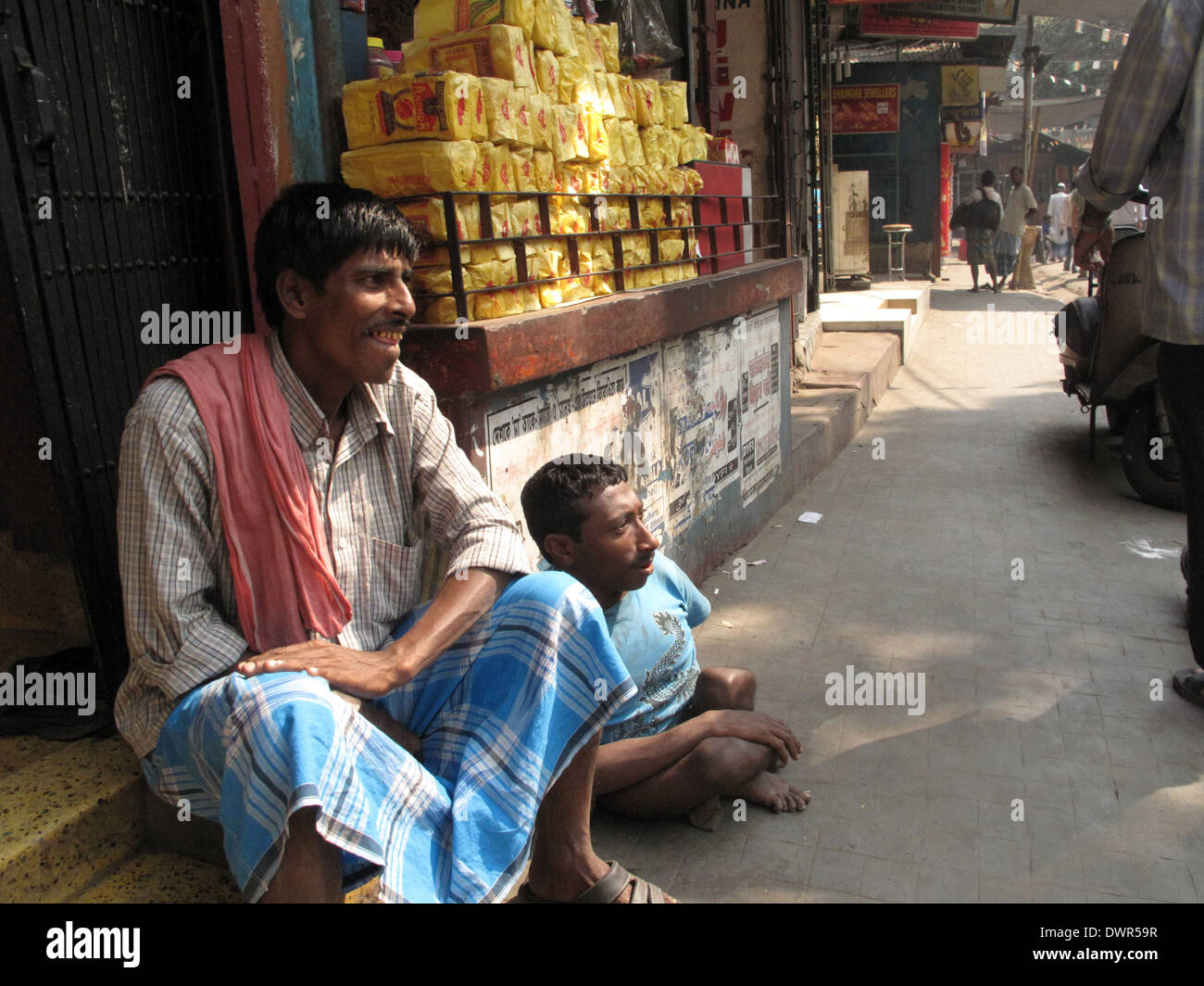 Streets of Kolkata. People live and work on the streets Stock Photo