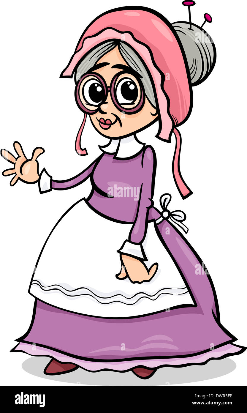 Cartoon Illustration of Grandmother Character from Little Red Riding