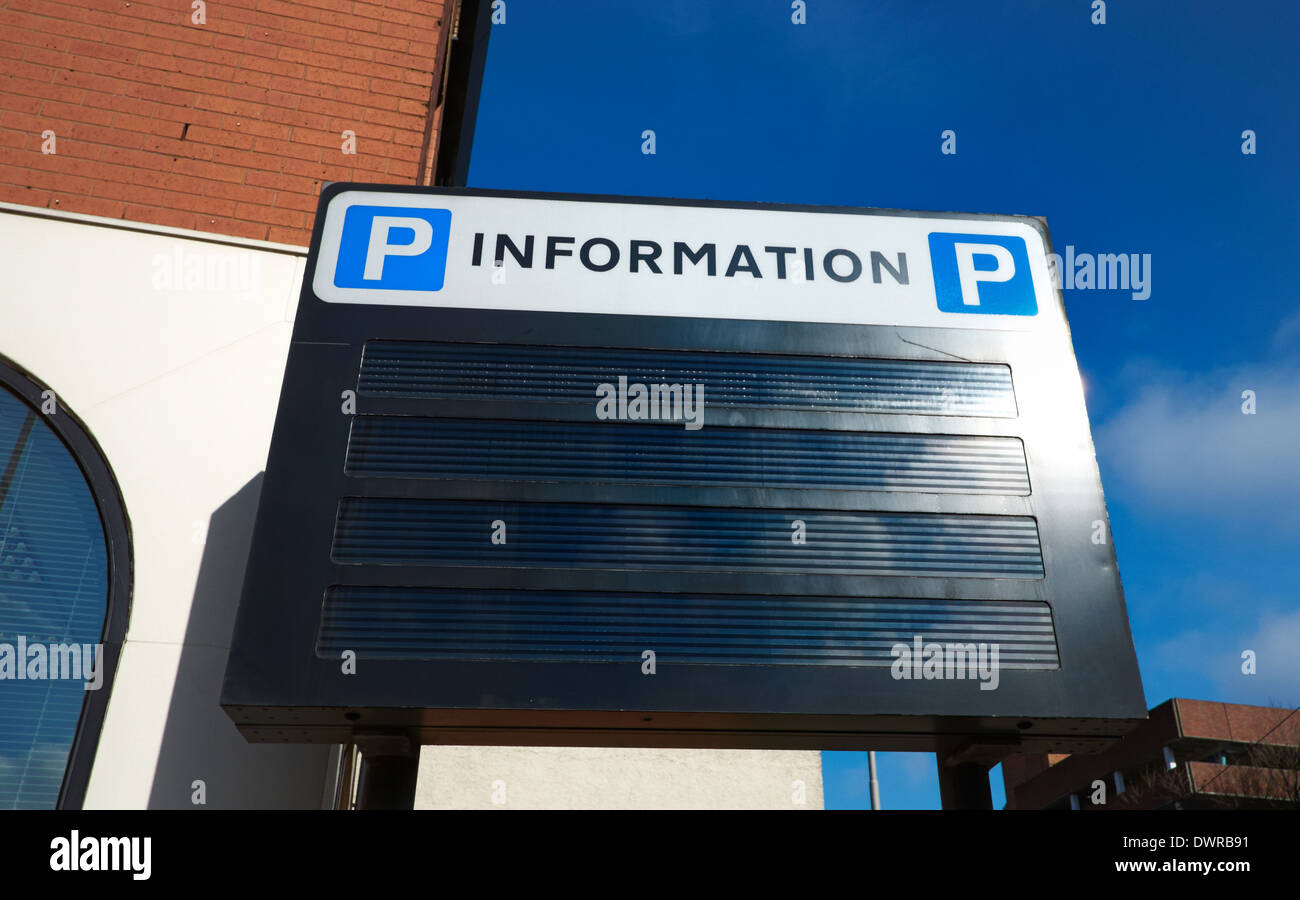 A blank electronic parking information sign Nottingham England uk Stock