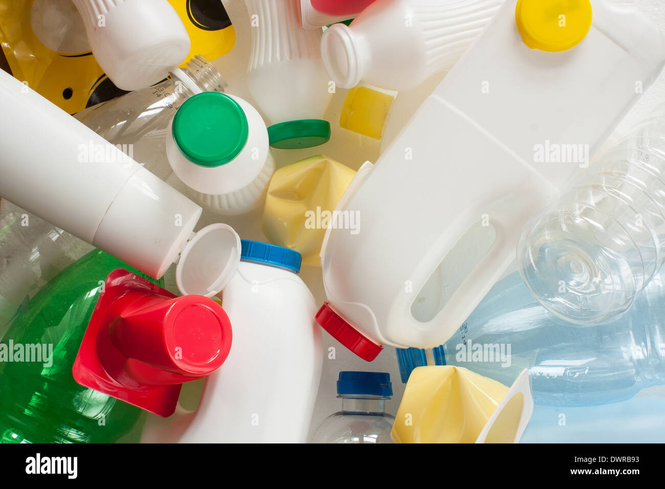 Segregated plastic wastes ready to recycling Stock Photo