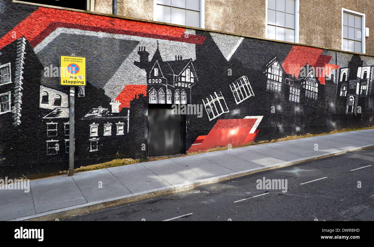 Street art wall paintings Nottingham England uk Stock Photo
