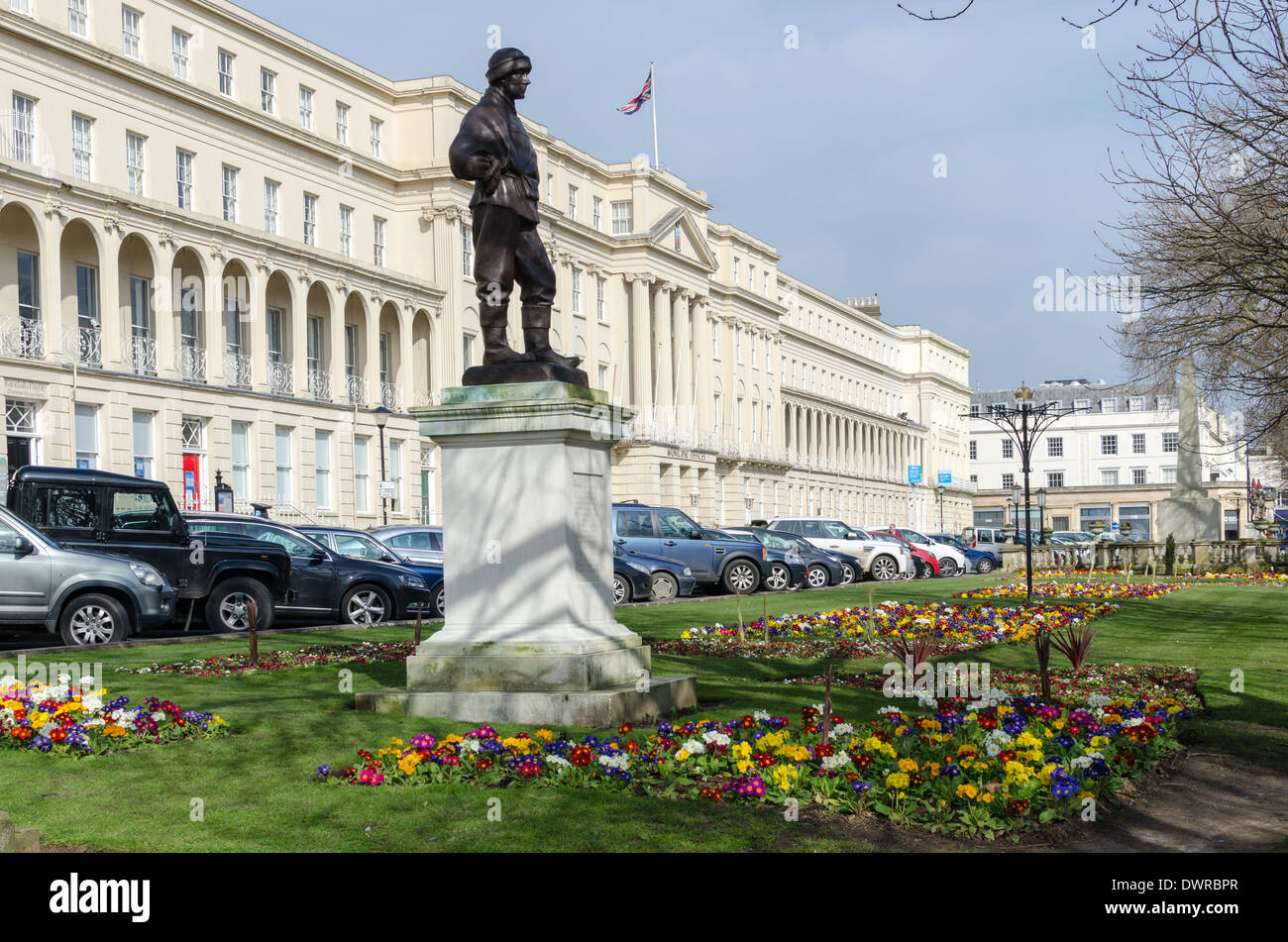 Bronze statue of Edward Adrian Wilson, explorer and zoologist outside
