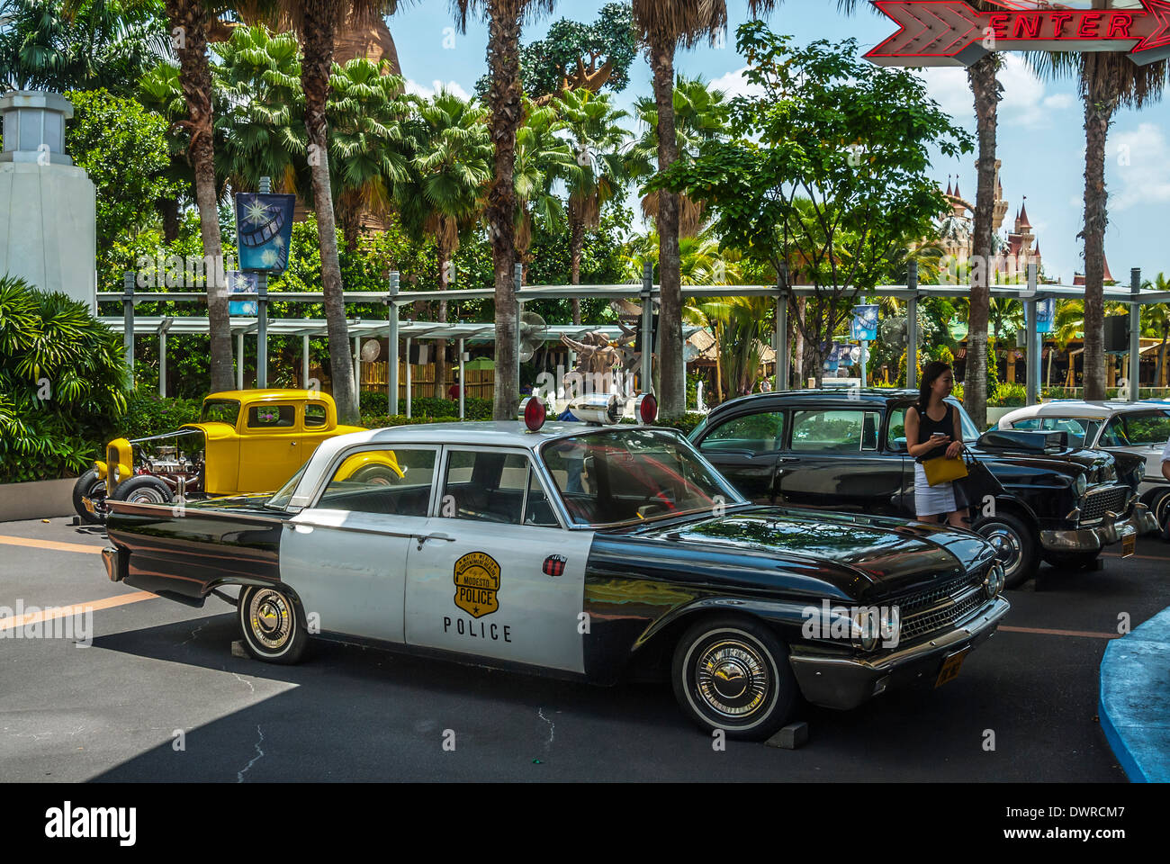 Old movie cars, Universal Studios, Singapore Stock Photo - Alamy