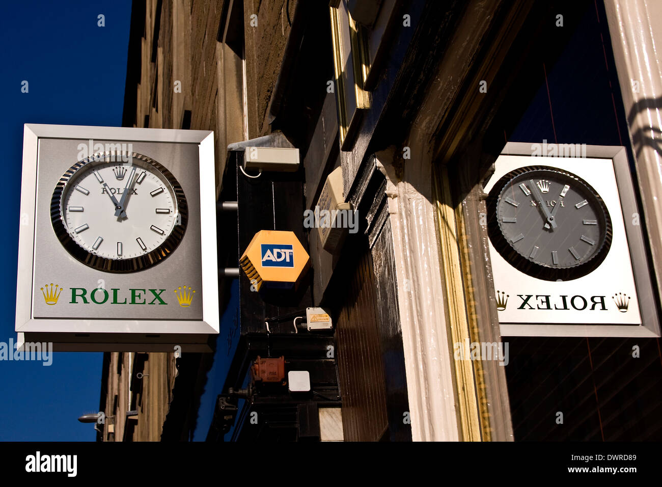 A ROLEX clock showing that the time is Three minutes past Eleven Ante Meridian in Dundee, UK Stock Photo