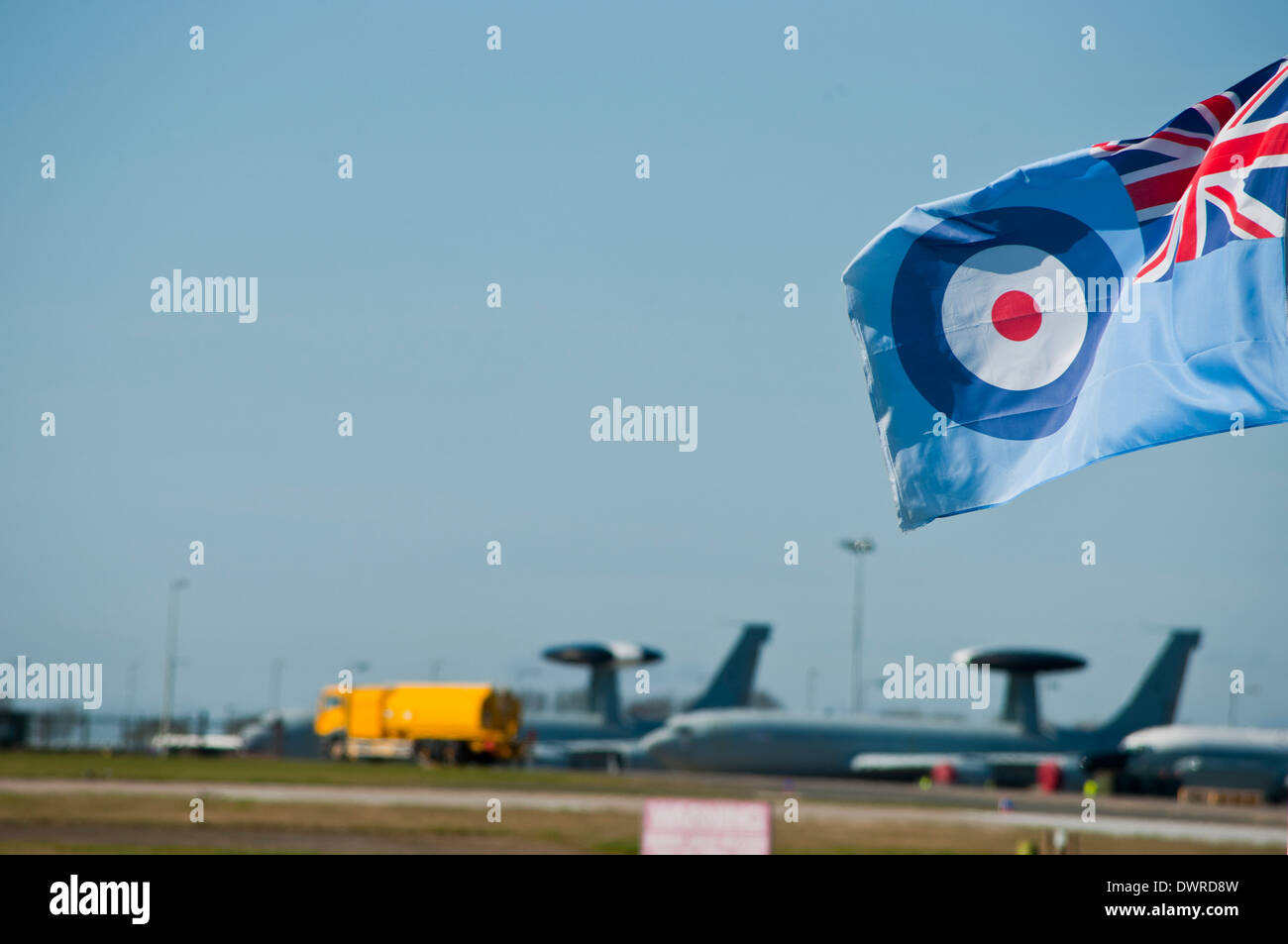 RAF Waddington AWACS fleet E-3 Sentry plane aircraft Stock Photo