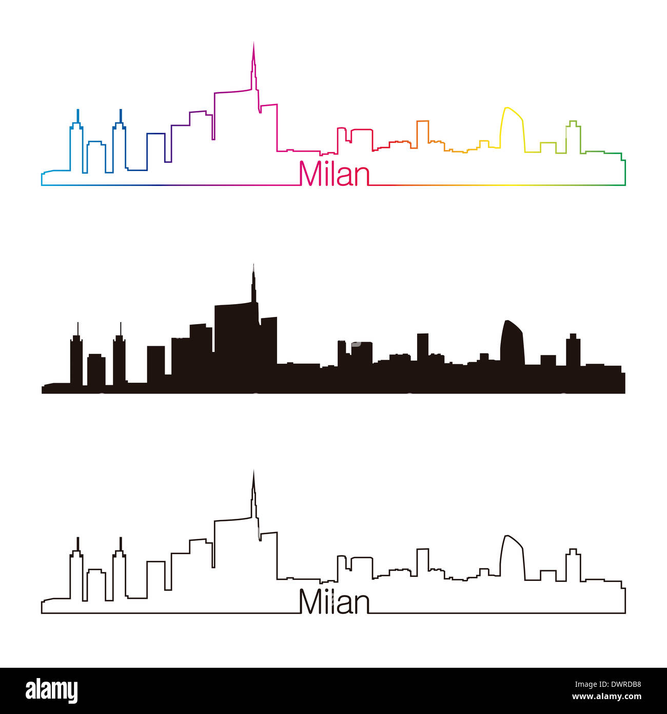 Milan skyline linear style Stock Photo