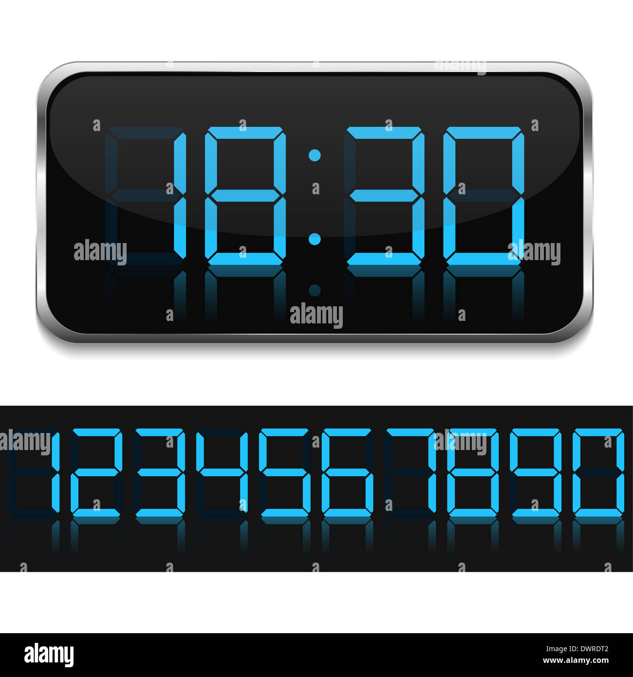Blue Digital Clock Stock Photo Alamy