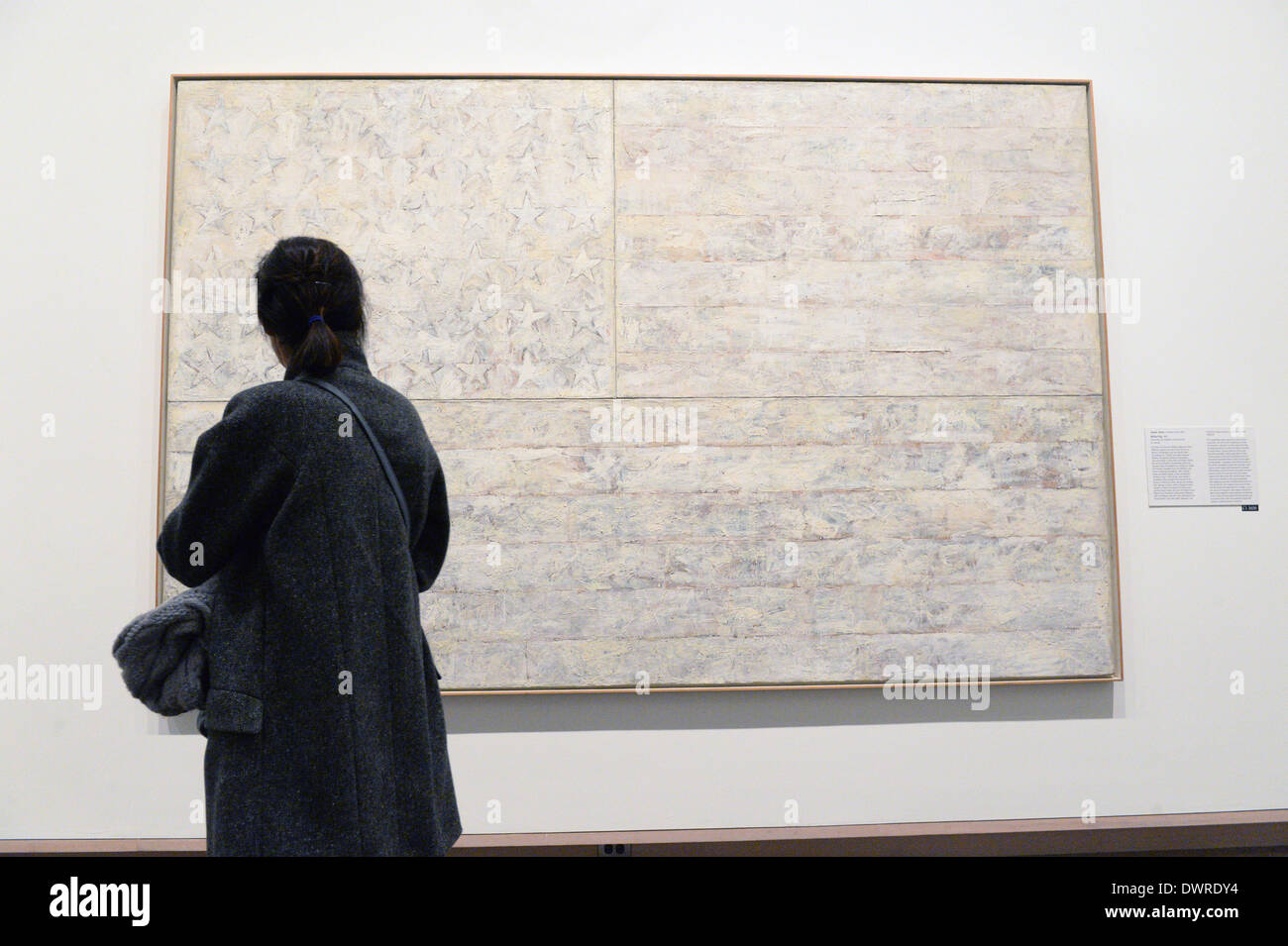 New York City, USA. 08th Mar, 2014. The work 'White Flag' by Jasper Johns is on display in the Metropolitan Museum of Art in New York City, USA, 08 March 2014. Photo: Felix Hoerhager/dpa/Alamy Live News Stock Photo