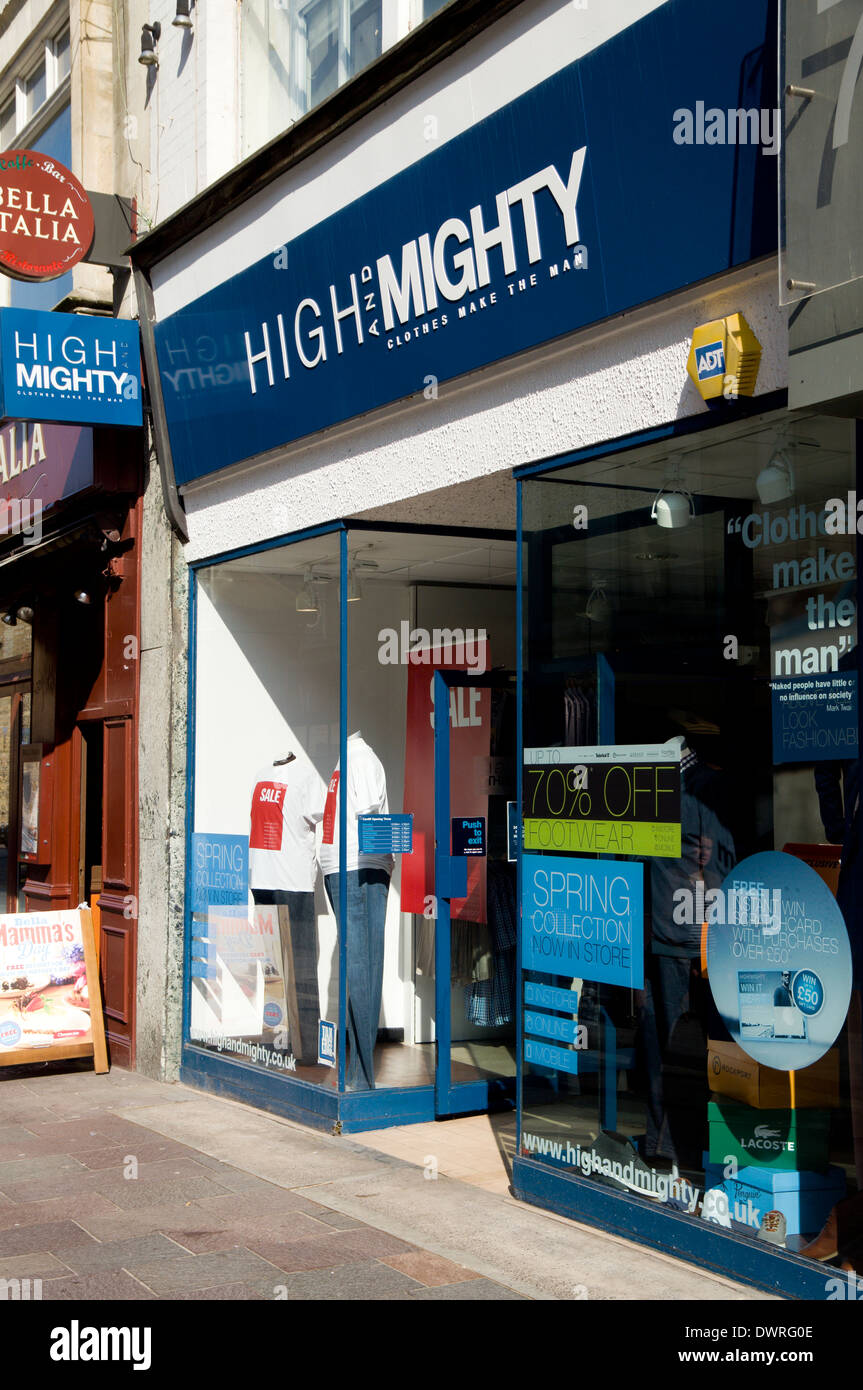 High Mighty clothing shop for the larger man High Street Cardiff Wales Stock Photo Alamy