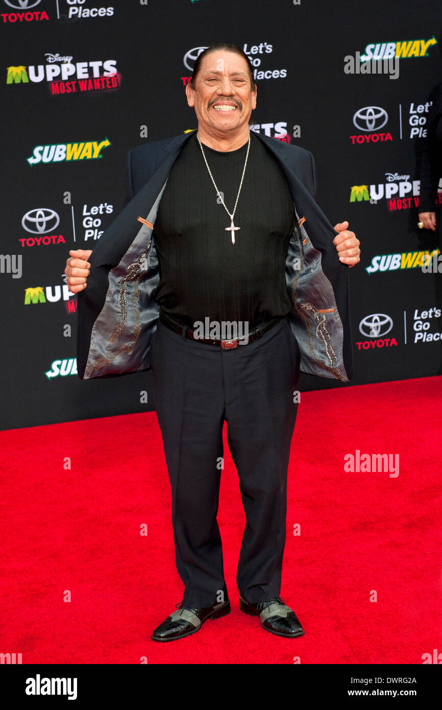 Los Angeles, CA, USA . 11th Mar, 2014. Danny Trejo attends the Los Angeles premiere of 'Muppets Most Wanted' at the El Capitan Theatre on March 11, 2014 in Hollywood Credit:  dpa picture alliance/Alamy Live News Stock Photo