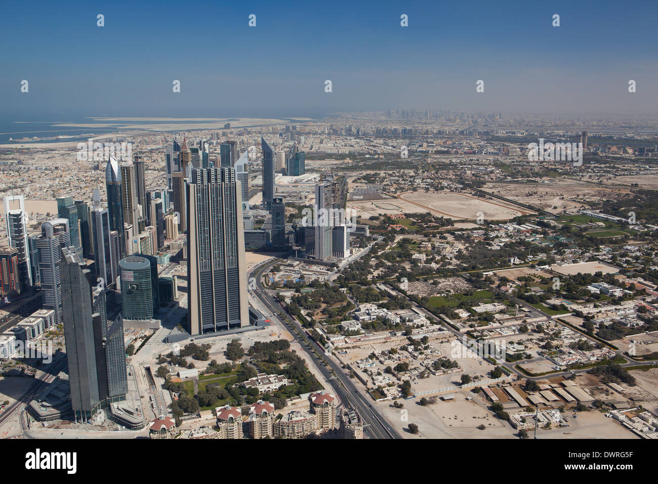 Dubai, the top view on Dubai downtown from the tallest building in the ...