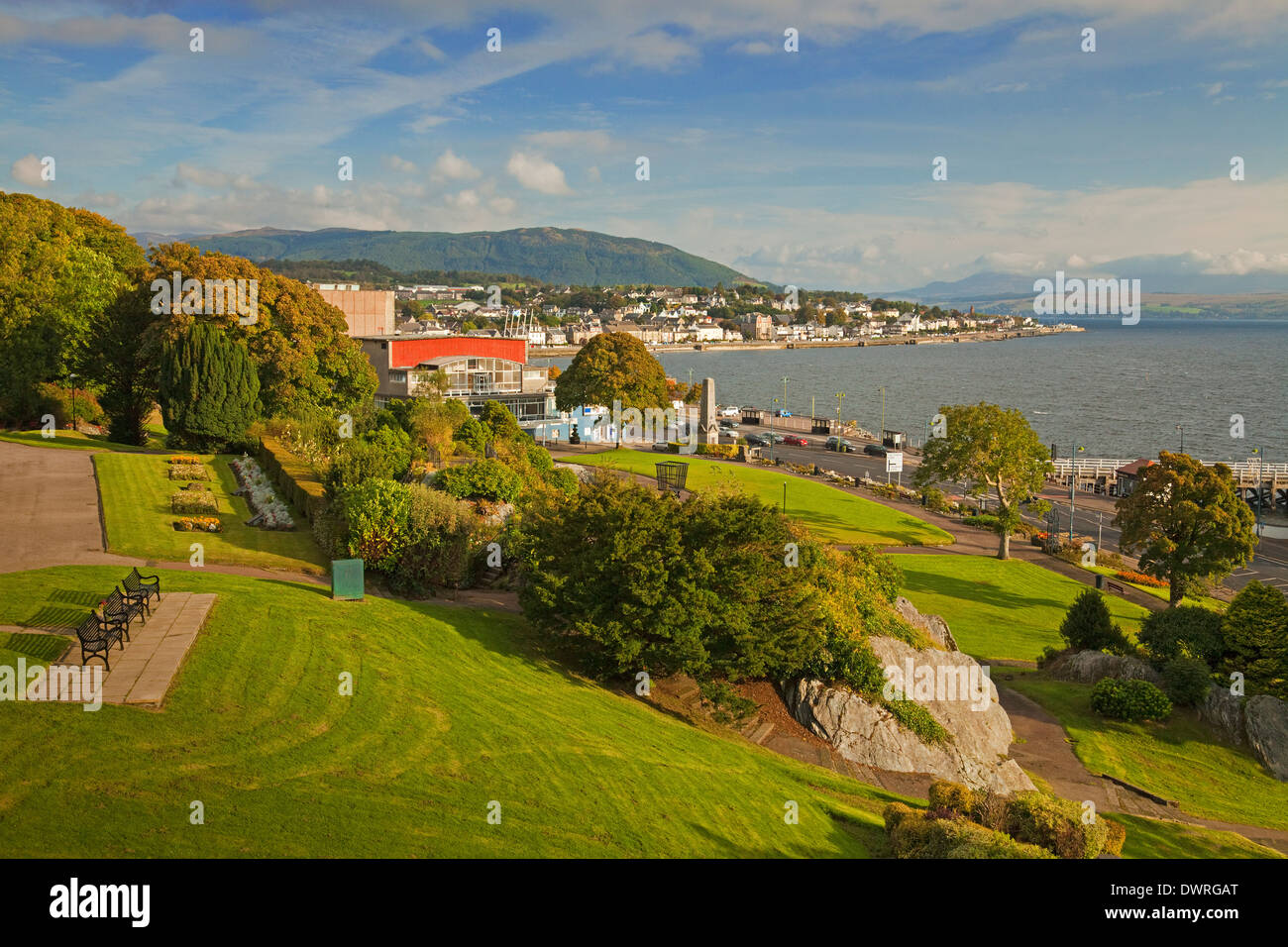 View over Dunoon from Castle Park Stock Photo