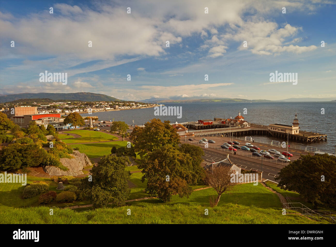 View over Dunoon from Castle Park Stock Photo