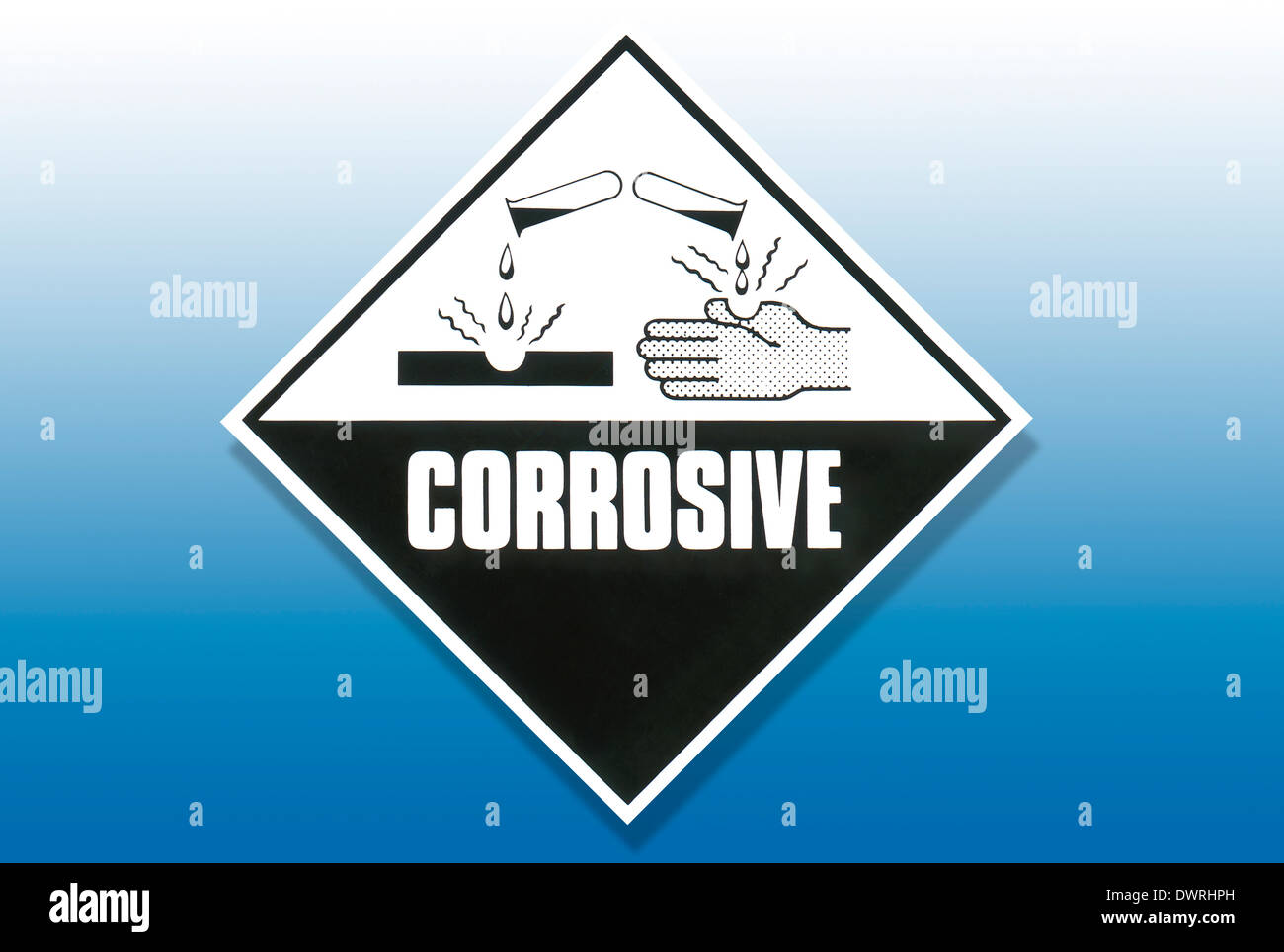 Hazard Warning Sign - Corrosive substances Stock Photo