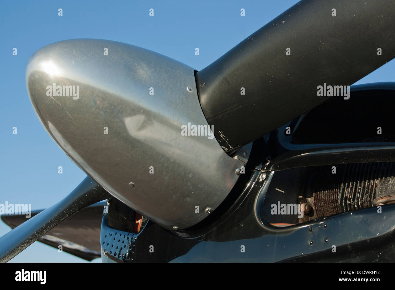 Cessna 170 Propeller and spinner closeup Stock Photo