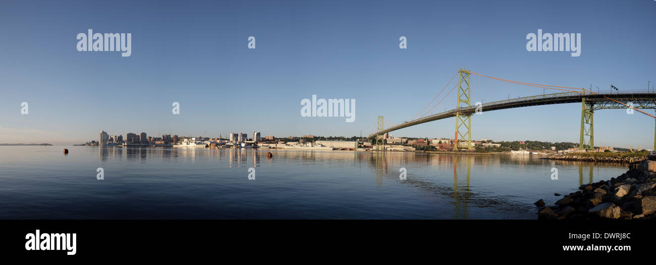 Halifax and Macdonald bridge panoramic on a clear sunny day Stock Photo