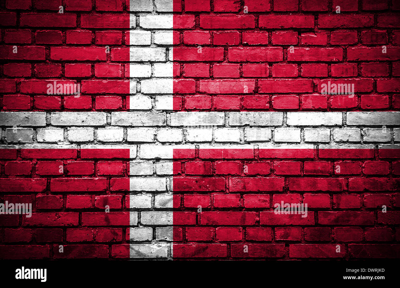 Brick wall with painted flag of Denmark Stock Photo - Alamy