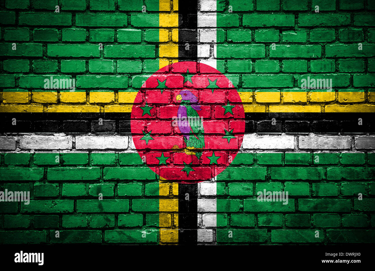 Brick wall with painted flag of Dominica Stock Photo - Alamy