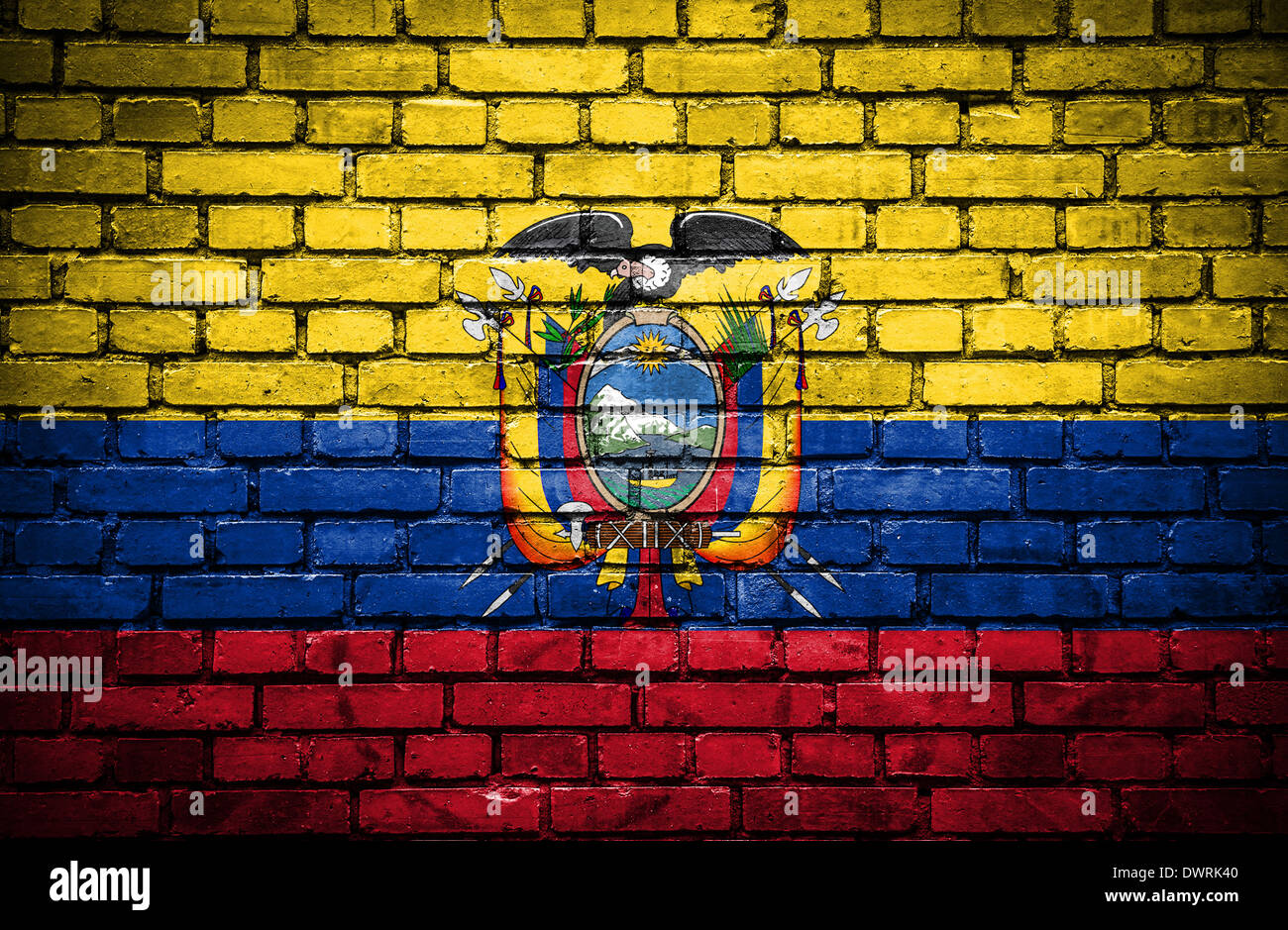 Brick wall with painted flag of Ecuador Stock Photo - Alamy