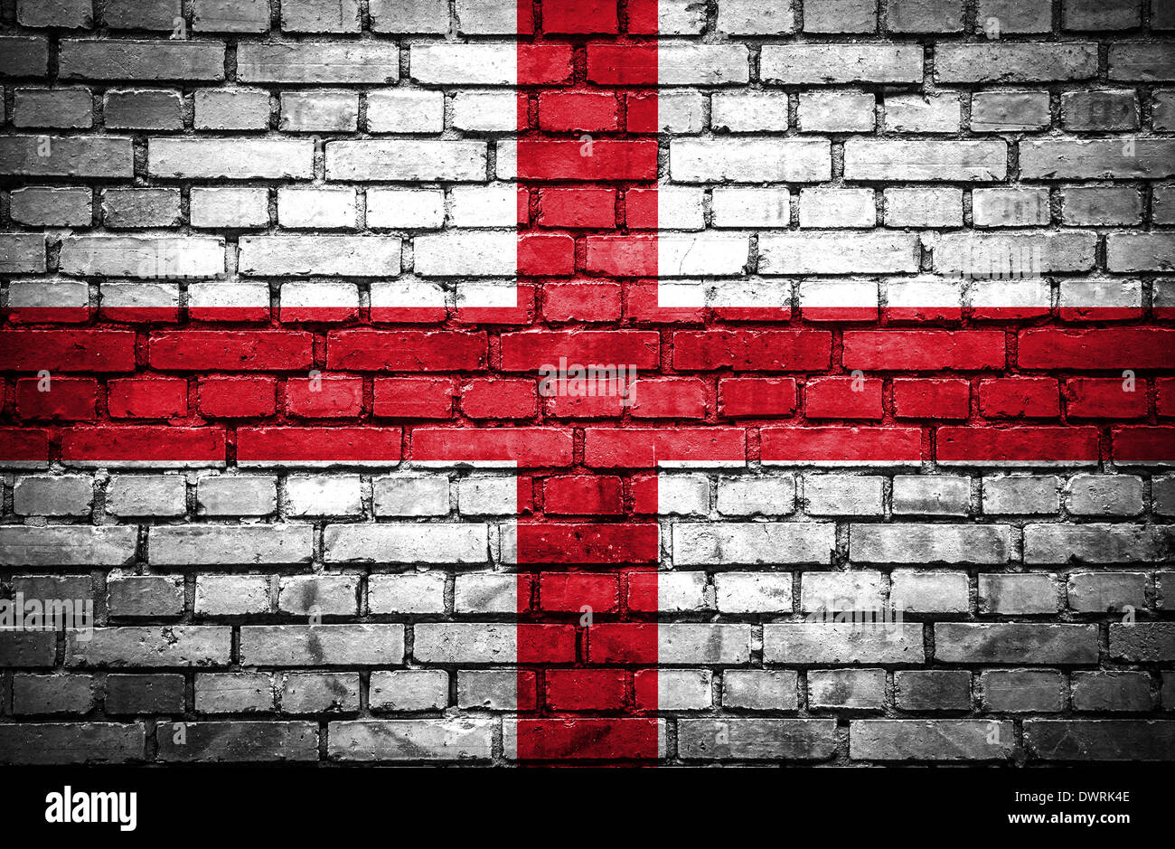 Brick wall with painted flag of England Stock Photo - Alamy