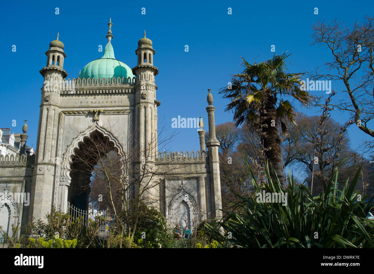 North Gate to the pavilion gardens at the Royal Pavilion, Brighton, East Sussex Stock Photo