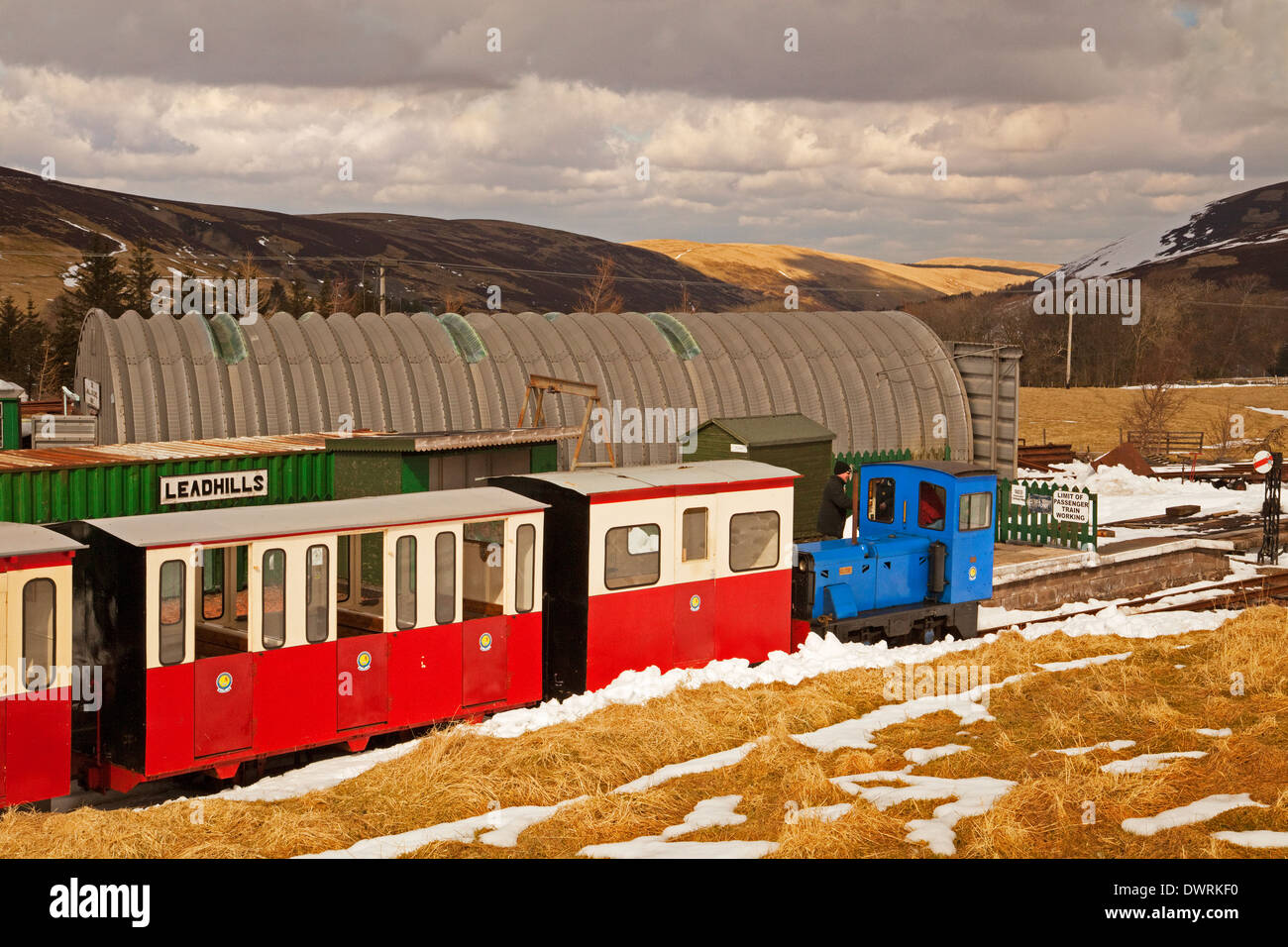 The Leadhills and Wanlockhead Railway at Leadhills Station in winter Stock Photo