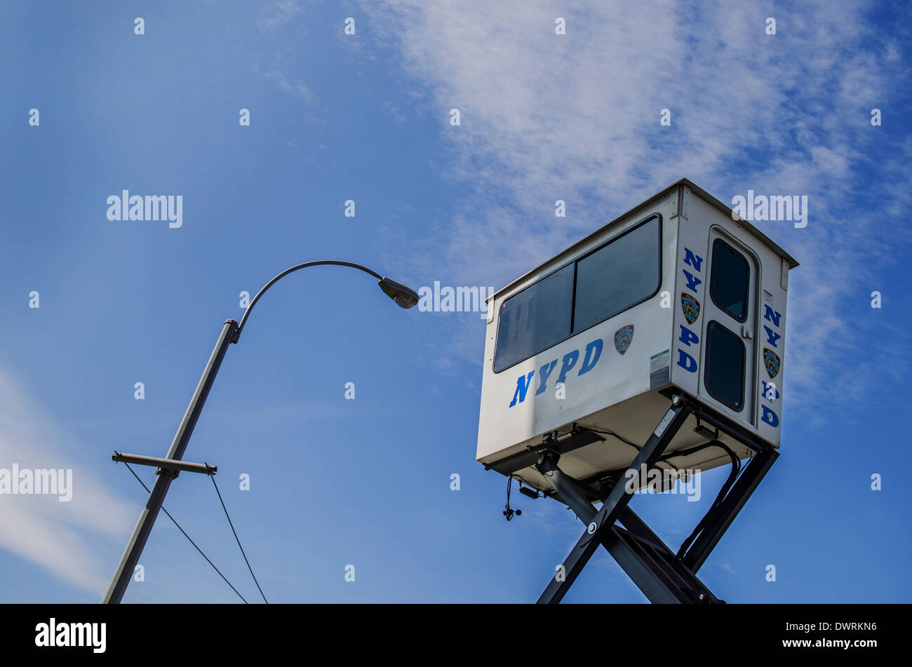 elevated elevated police watch tower Stock Photo