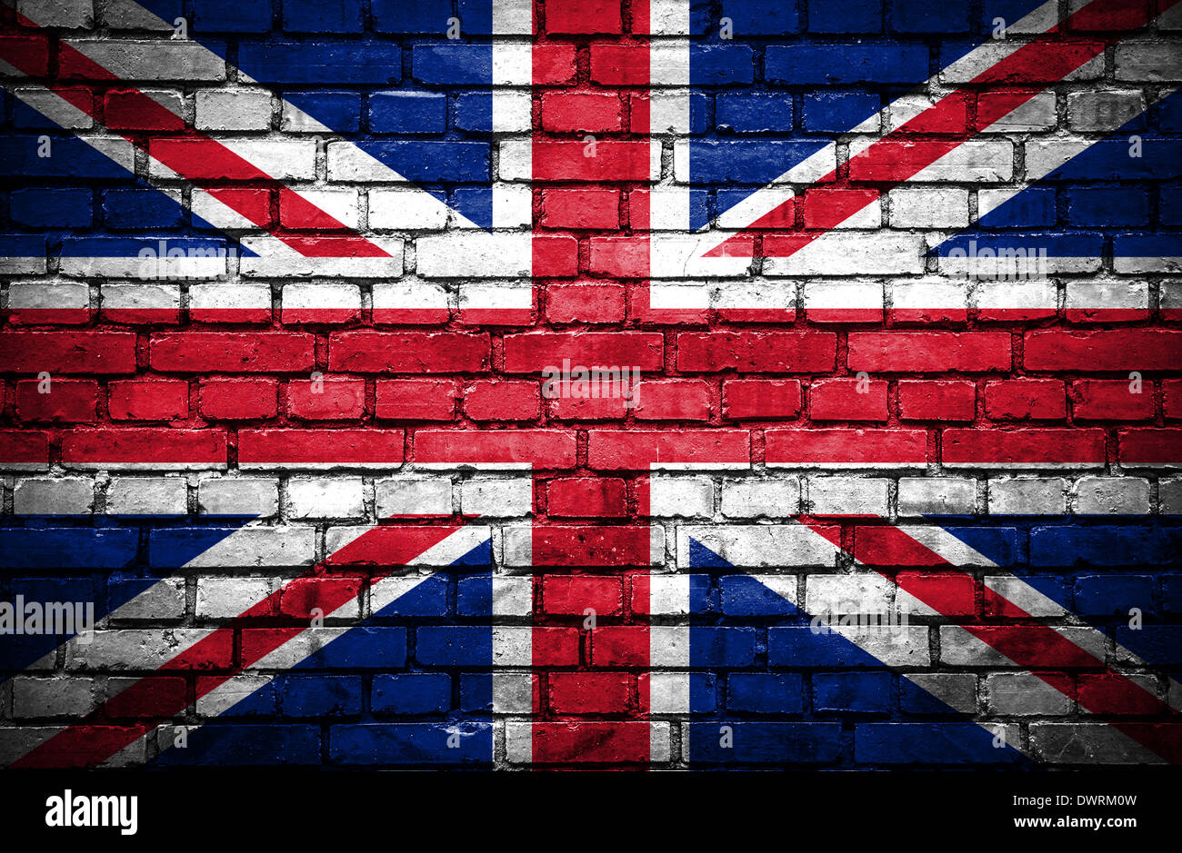 Brick wall with painted flag of Great Britain Stock Photo - Alamy