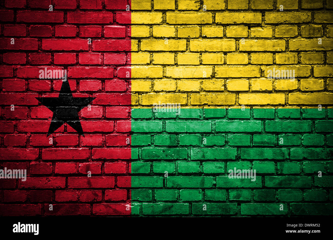 Brick wall with painted flag of Guinea Bissau Stock Photo - Alamy