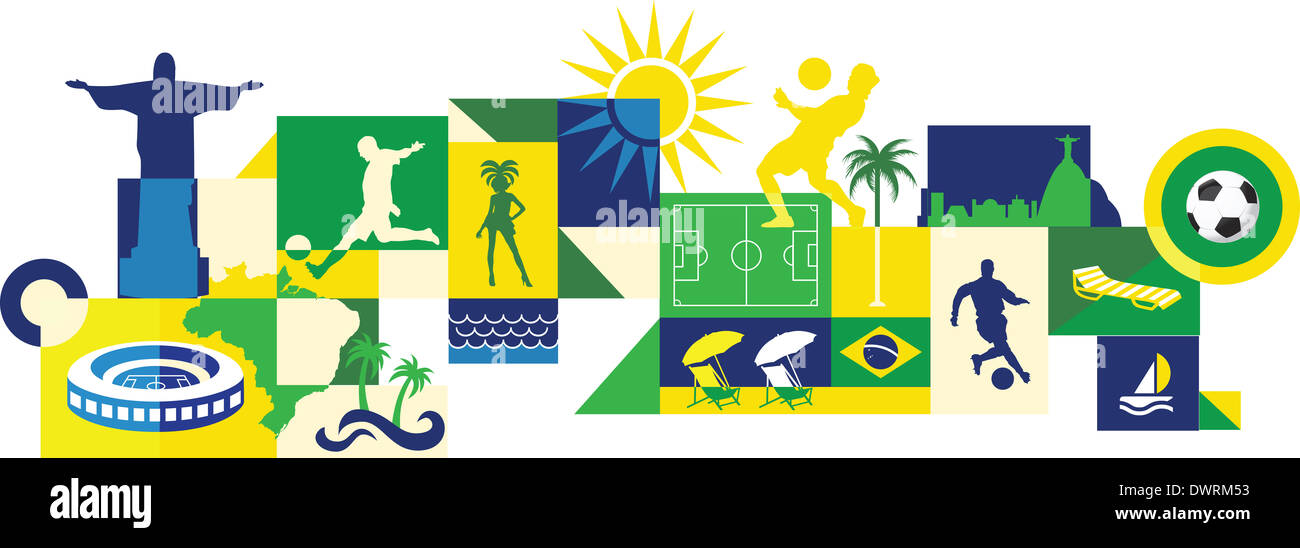 Illustrative collage of sports and attractions in Brazil Stock Photo