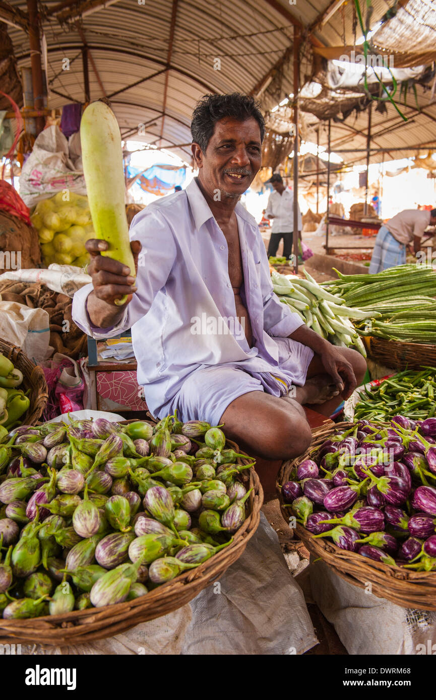 South Southern India Tamil Nadu Madurai vegetable farmers market man