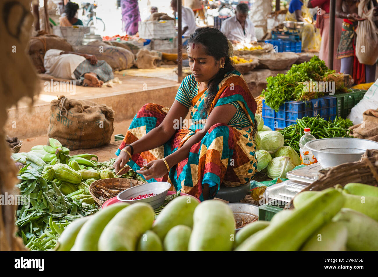 South Southern India Tamil Nadu Madurai vegetable farmers market Stock
