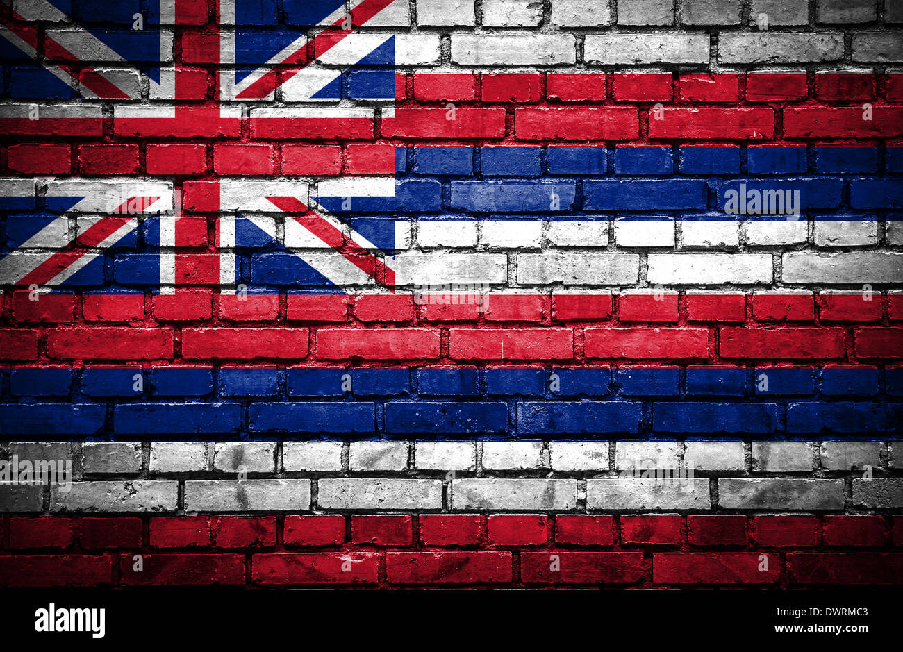 Brick wall with painted flag of Hawaii Stock Photo - Alamy