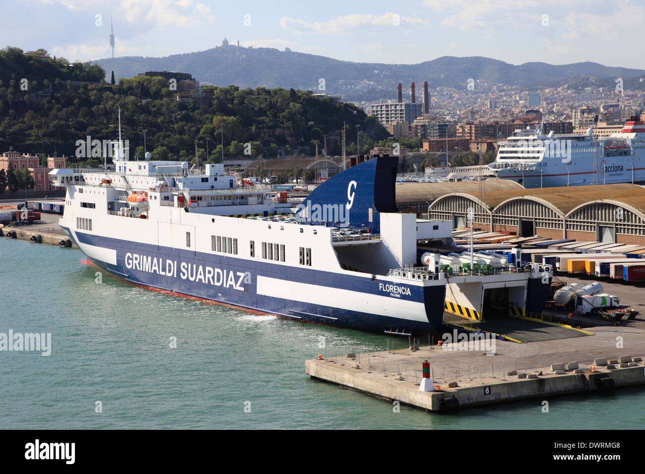 Grimaldi Suardiaz Line Ro-Ro ferry mv Florencia in Barcelona Spain May 15, 2011 Stock Photo