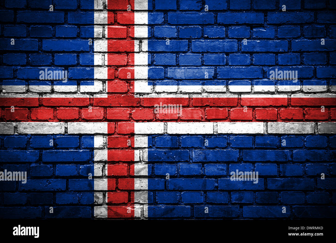Brick wall with painted flag of Iceland Stock Photo - Alamy