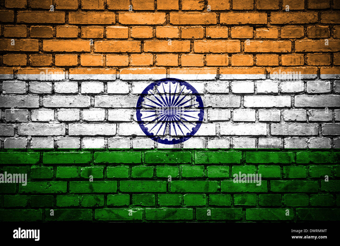 Brick wall with painted flag of India Stock Photo - Alamy
