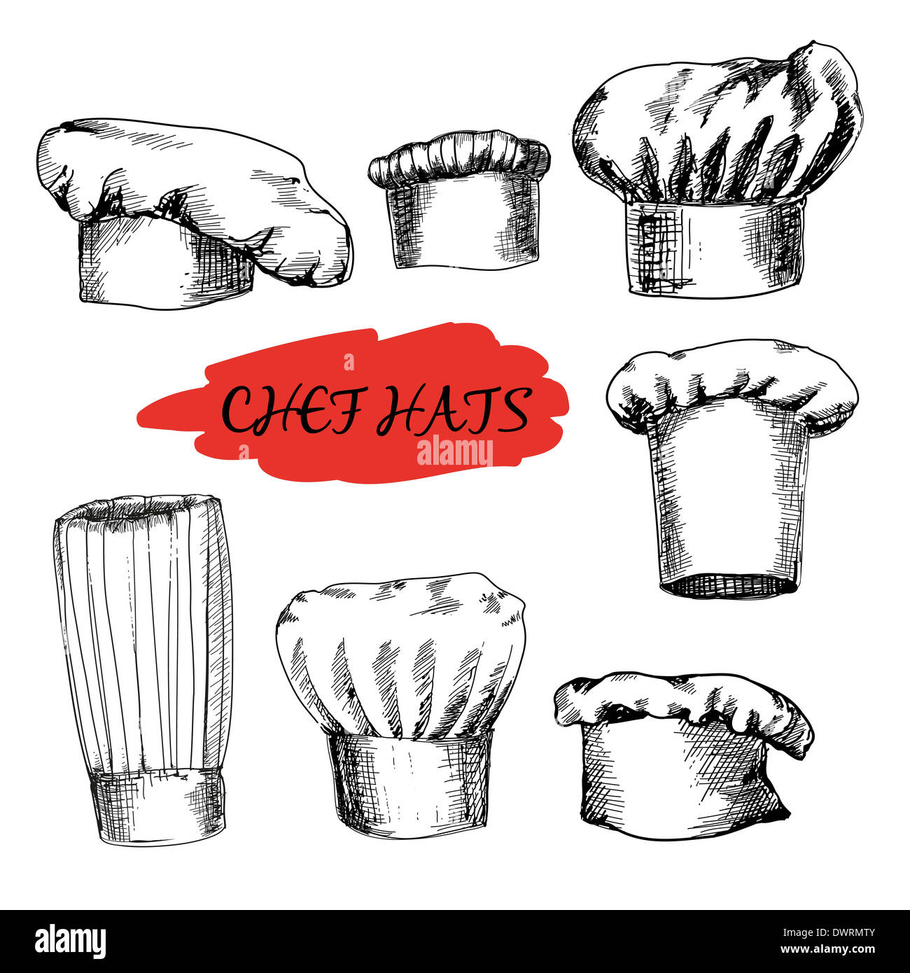 Chef hats. Set of hand drawn illustrations Stock Photo Alamy