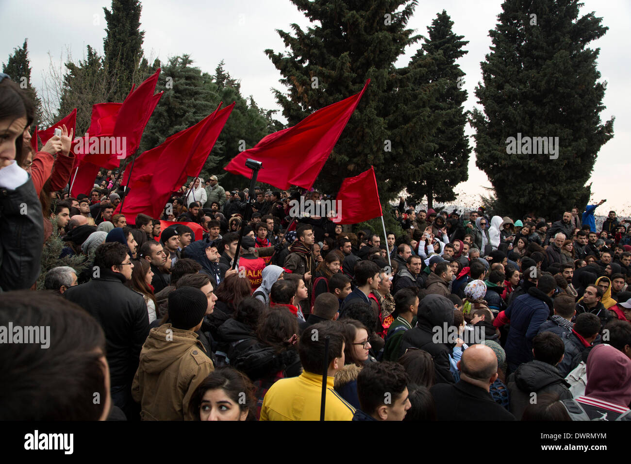 Kadikoy, Istanbul. 12 March 2014. Berkin Elvan, a 15 year old boy hit by a tear gas canister during Gezi Park protests, was celebrated with a burial ceremony where thousands of people from all walks of life attended. Photo by Bikem Ekberzade/Alamy Live News Stock Photo