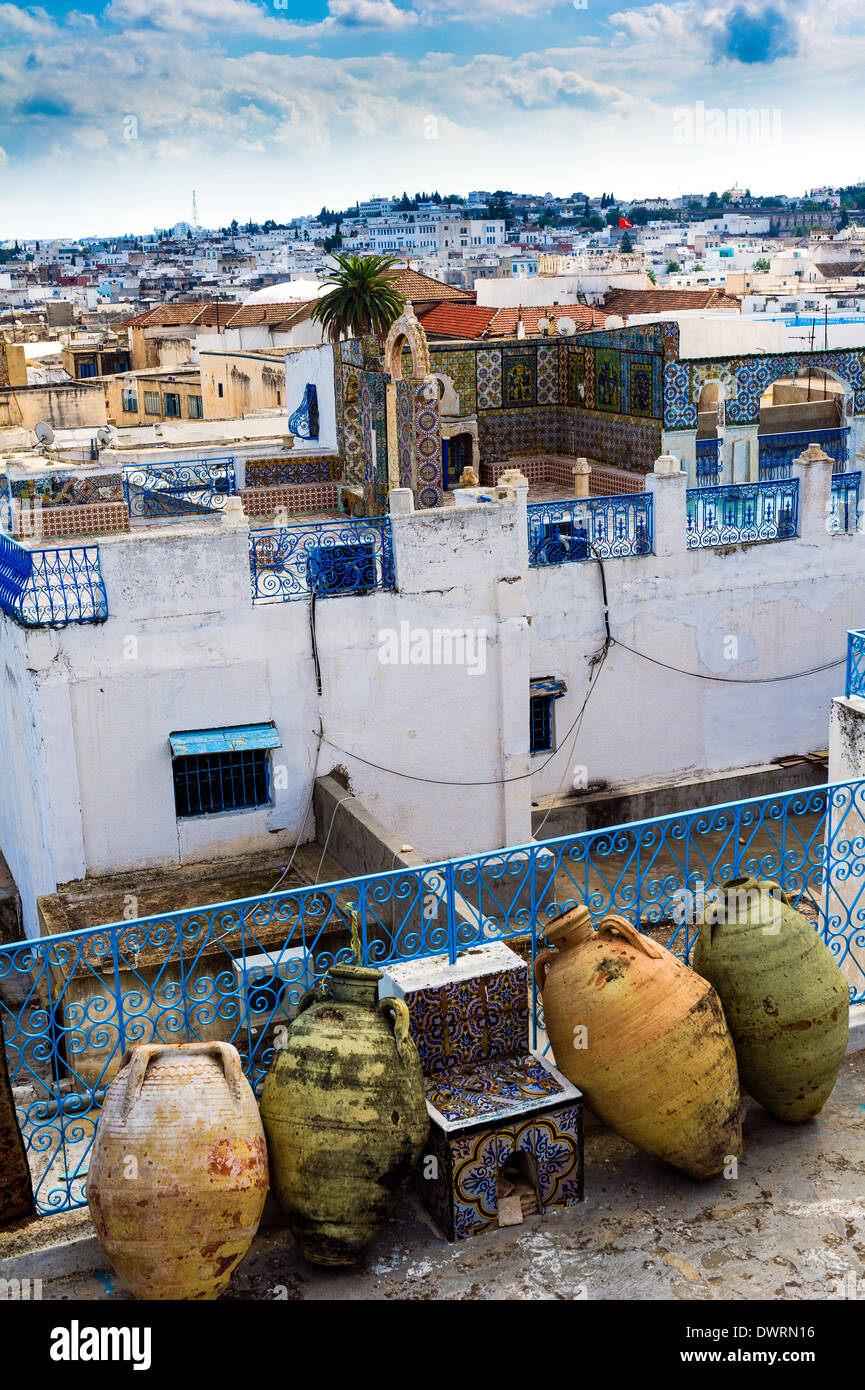 North Africa, Tunisia, Tunis. The terraces. Stock Photo