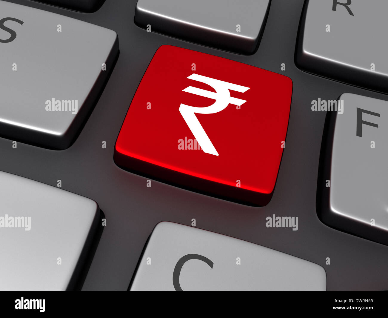 Illustrative image of rupee sign on keyboard representing online shopping Stock Photo