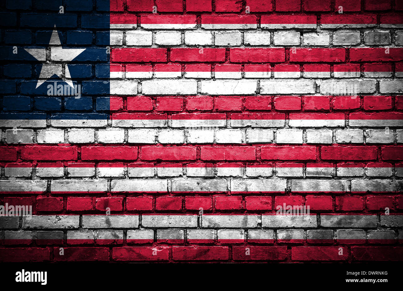 Brick wall with painted flag of Liberia Stock Photo - Alamy
