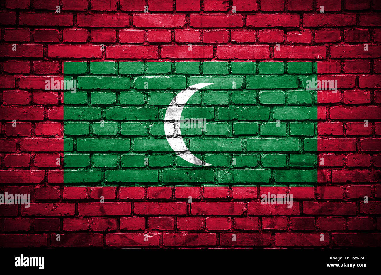 Brick wall with painted flag of Maldives Stock Photo - Alamy